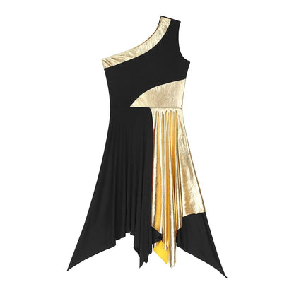 Women Church Choir Worship Praise Dress Modern Lyrical Dance Performance Costume One Shoulder Irregular Hem Dresses Dancewear by Dropshipman