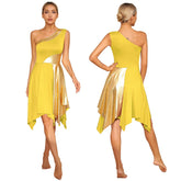 Women Church Choir Worship Praise Dress Modern Lyrical Dance Performance Costume One Shoulder Irregular Hem Dresses Dancewear SHOPEZRA L.L.C.