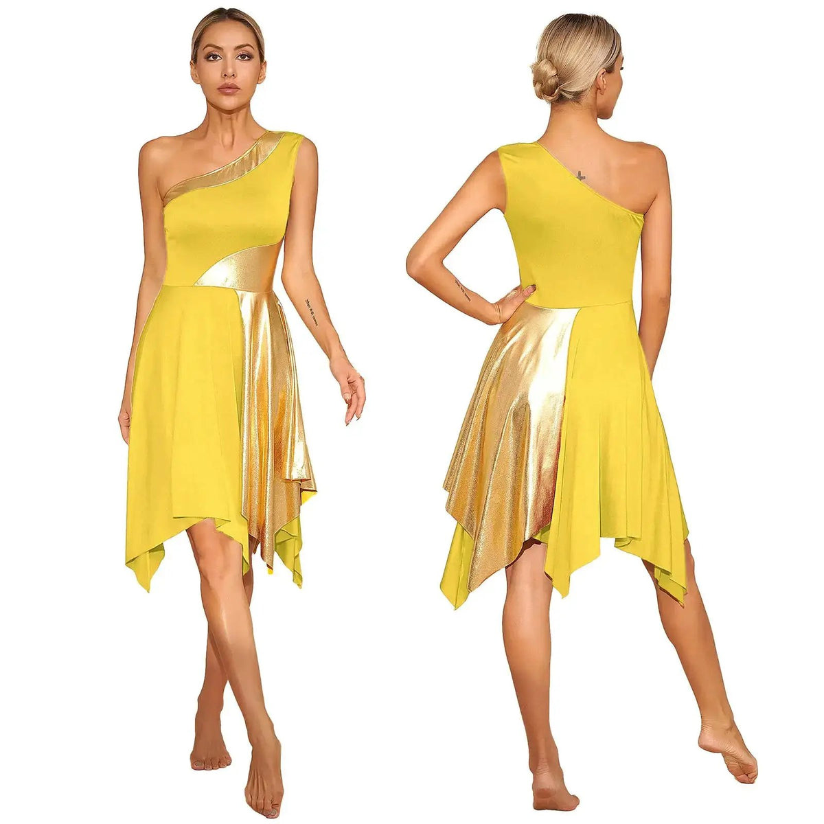 Women Church Choir Worship Praise Dress Modern Lyrical Dance Performance Costume One Shoulder Irregular Hem Dresses Dancewear by Dropshipman