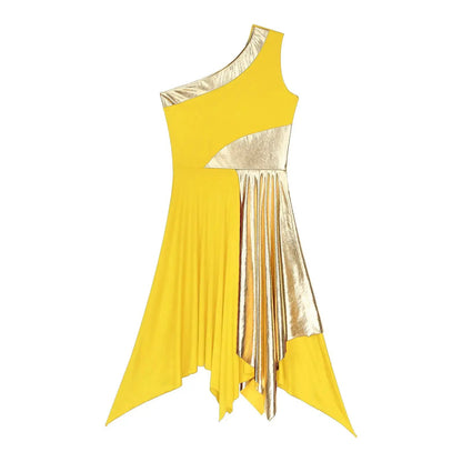 Women Church Choir Worship Praise Dress Modern Lyrical Dance Performance Costume One Shoulder Irregular Hem Dresses Dancewear by Dropshipman