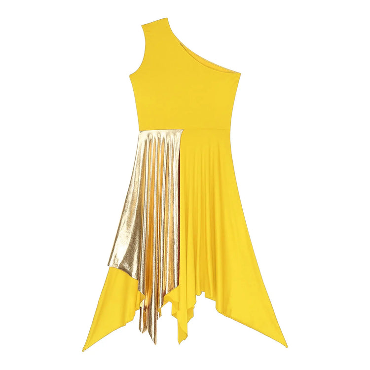 Women Church Choir Worship Praise Dress Modern Lyrical Dance Performance Costume One Shoulder Irregular Hem Dresses Dancewear SHOPEZRA L.L.C.