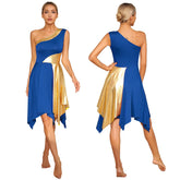 Women Church Choir Worship Praise Dress Modern Lyrical Dance Performance Costume One Shoulder Irregular Hem Dresses Dancewear SHOPEZRA L.L.C.
