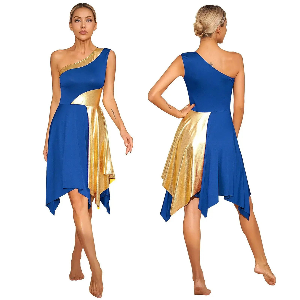 Women Church Choir Worship Praise Dress Modern Lyrical Dance Performance Costume One Shoulder Irregular Hem Dresses Dancewear by Dropshipman