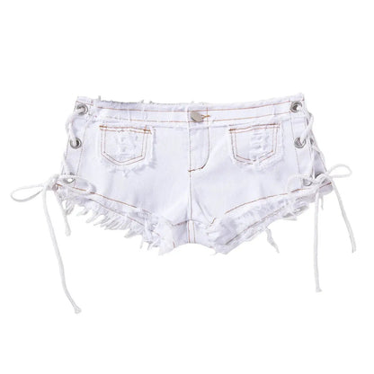 Sexy American Hot Girl Retro Low Waist Denim Shorts Women&