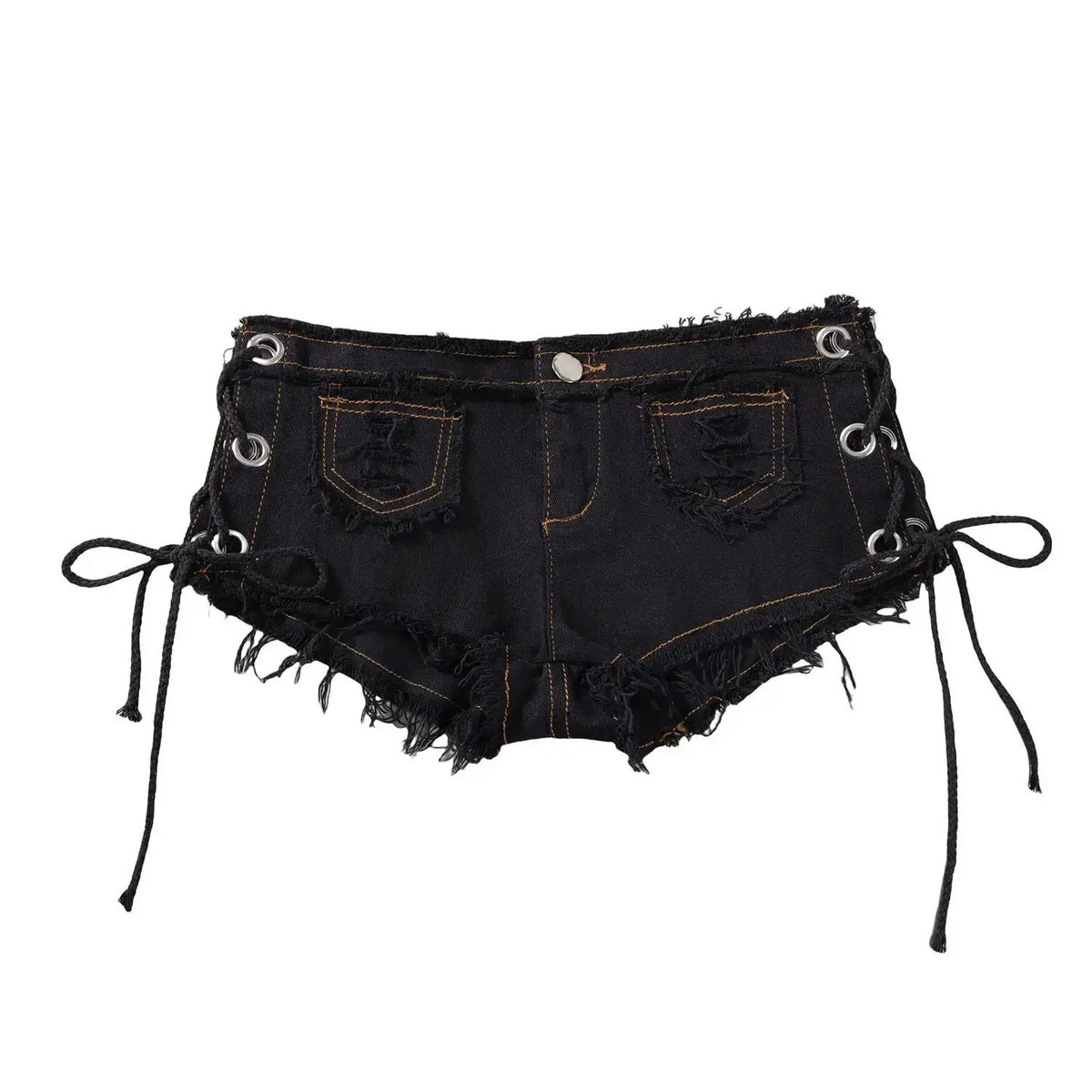 Sexy American Hot Girl Retro Low Waist Denim Shorts Women&