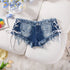 Sexy American Hot Girl Retro Low Waist Denim Shorts Women&