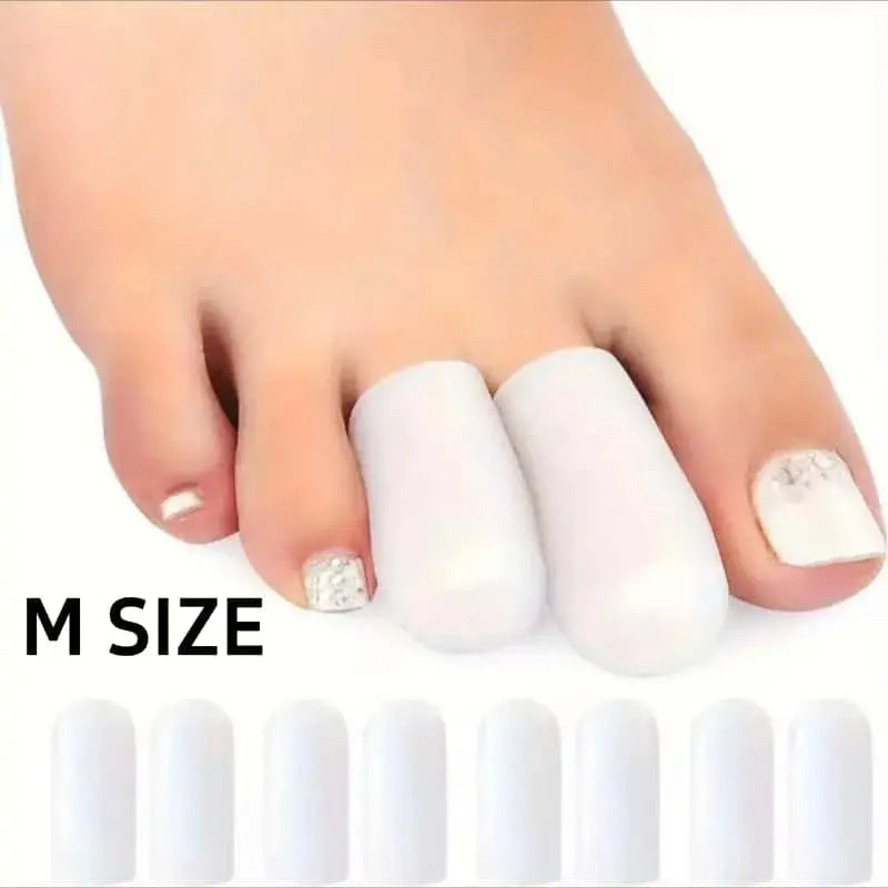 Pair of breathable silicone toe caps for big toes from SHOPEZRA L.L.C., designed to reduce calluses and blisters comfortably.