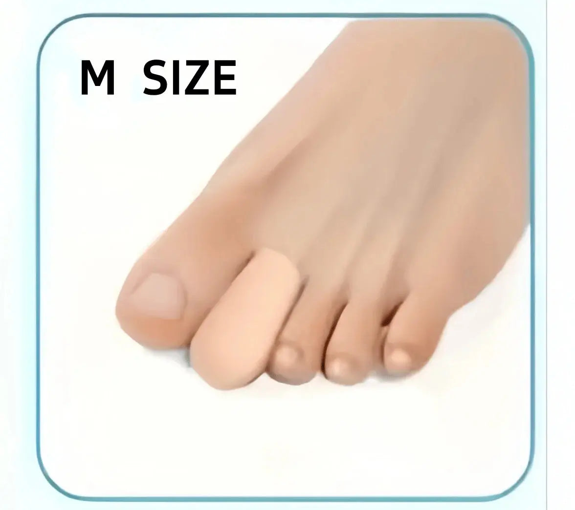 Pair of breathable silicone toe caps for big toes, reducing calluses and blisters, with a slip-on design for comfort and durability.