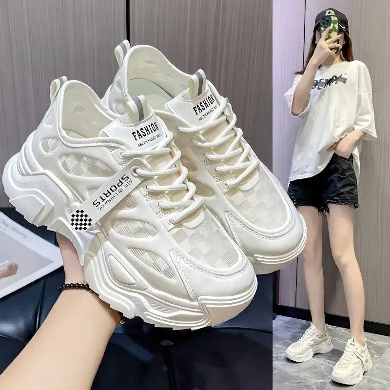 Z Mesh Breathable Daddy Shoes for Women 2024 Summer New Internet Celebrity Thick Sole Versatile Foot-Showing Small Lightweight Casual Sports by Dropshipman