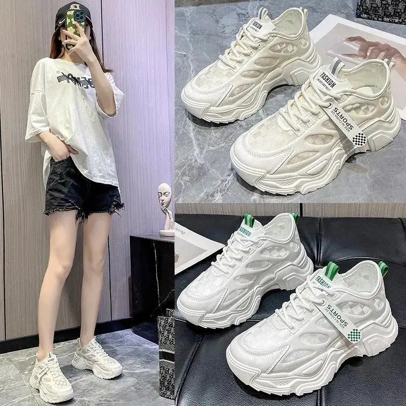 Z Mesh Breathable Daddy Shoes for Women 2024 Summer New Internet Celebrity Thick Sole Versatile Foot-Showing Small Lightweight Casual Sports by Dropshipman