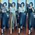 2024 Summer New Fashion Elegant All-match Slim Shoulder Half-sleeve T-shirt Draped Double Split Umbrella Skirt Two-piece Set by Dropshipman