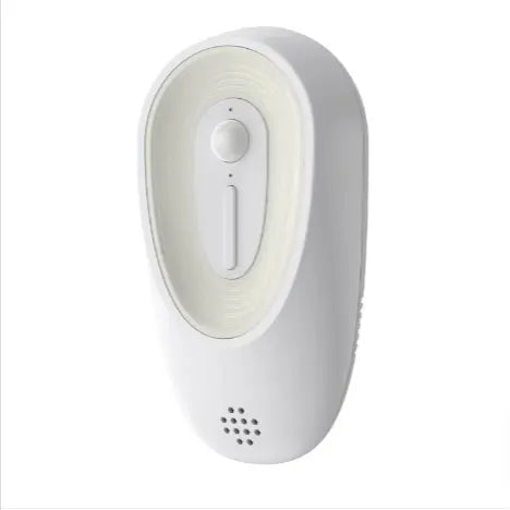 litter box odor eliminator in sleek white design, compact 13.5x7x3 cm size with advanced deodorizing technology