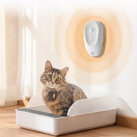 White USB pet odor eliminator by SHOPEZRA L.L.C. designed for litter boxes, compact and easy to use for freshening pet areas.