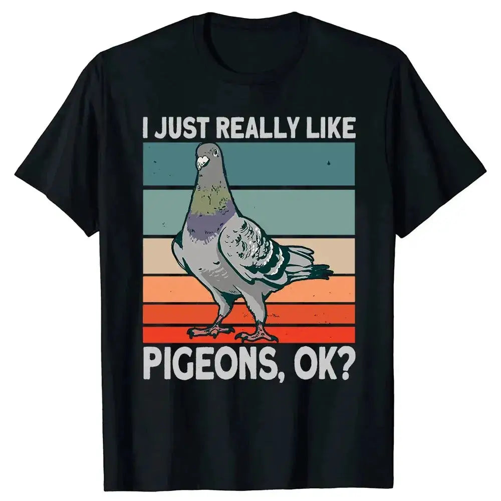 Pigeon Pigeoff Bird Birdwatcher Birdwatching T-shirt Cute Funny Graphic T-shirt Men Tshirt Cotton Loose Oversized T Shirt by Dropshipman