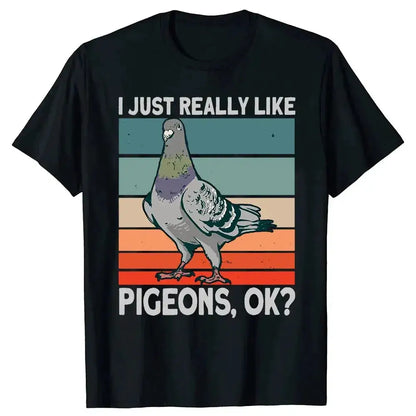 Pigeon Pigeoff Bird Birdwatcher Birdwatching T-shirt Cute Funny Graphic T-shirt Men Tshirt Cotton Loose Oversized T Shirt by Dropshipman