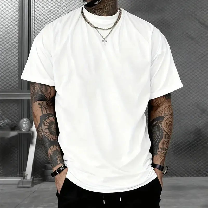 White unisex cotton T-shirt by Shopezra L.L.C. featuring short sleeves, casual fit, perfect for outdoor fitness and sports.
