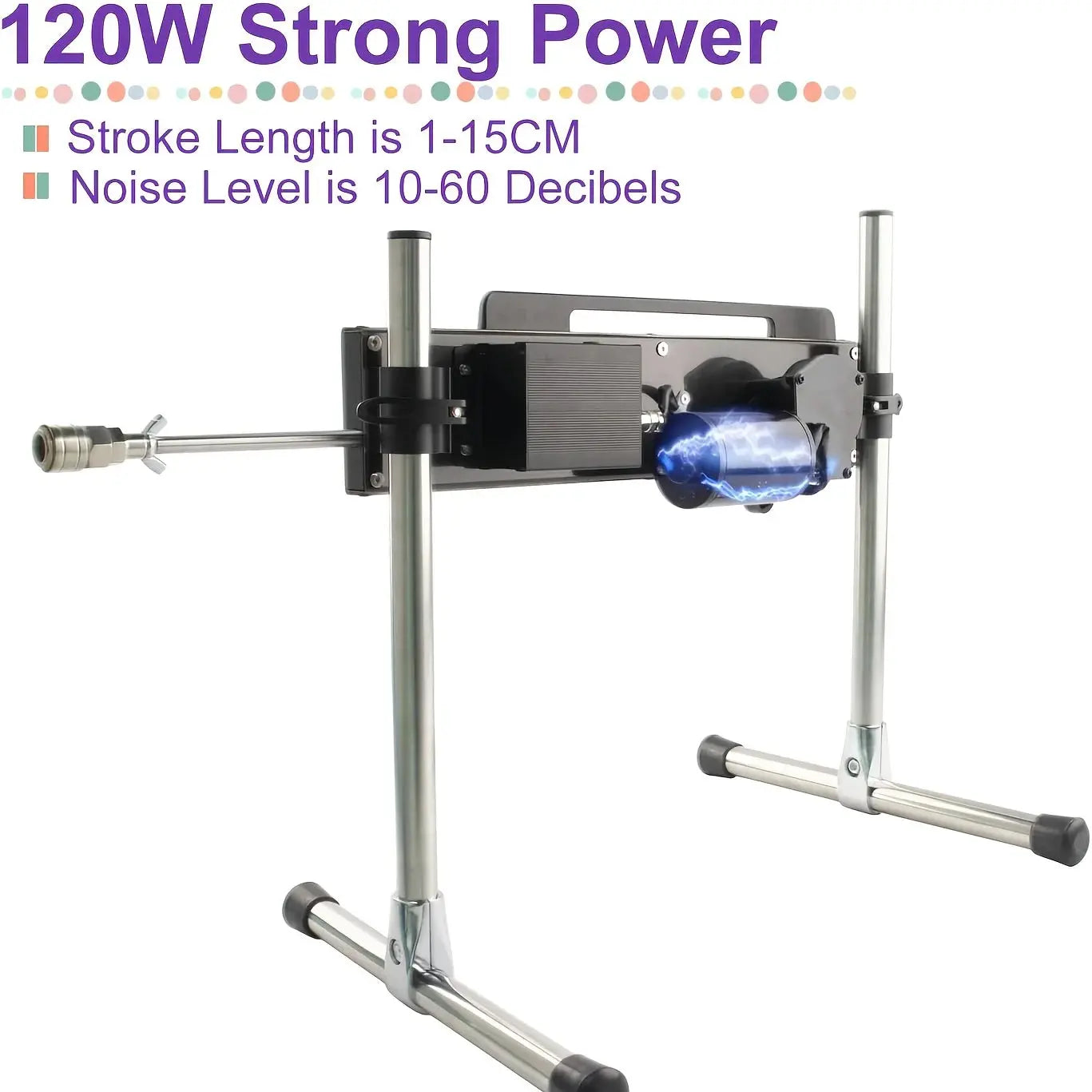 SHOPEZRA L.L.C. automatic dildo machine with adjustable length, compact size, and silent operation for adult solo or couple use.