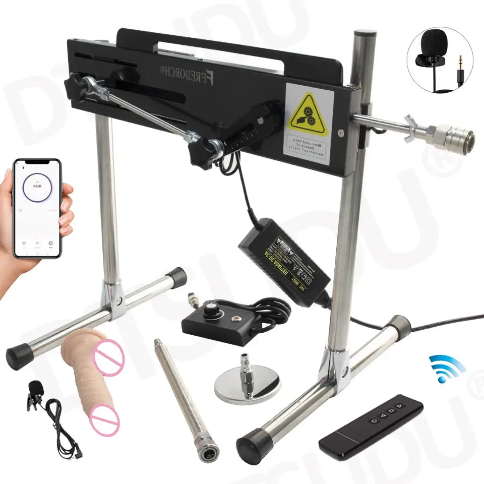 SHOPEZRA L.L.C. automatic dildo machine with adjustable length, silent operation, for adult male and female use.