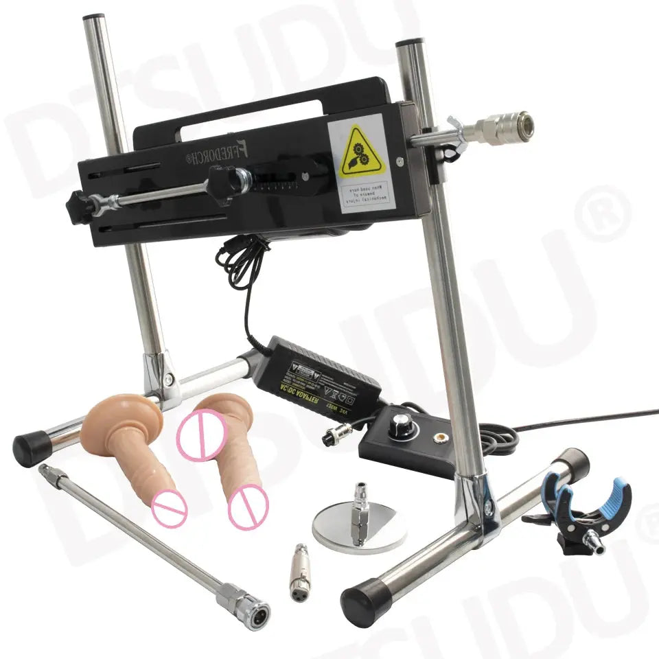 SHOPEZRA L.L.C. 120W automatic dildo machine with adjustable length, silent operation, designed for adult male and female use.