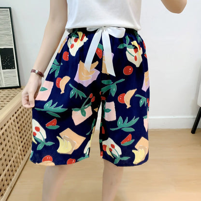 Cotton Silk Sleep Shorts for Women, Summer Thin Style, Trendy Artificial Cotton, Can Be Worn Outside, Japanese Style, Cute Home Wear SHOPEZRA L.L.C.