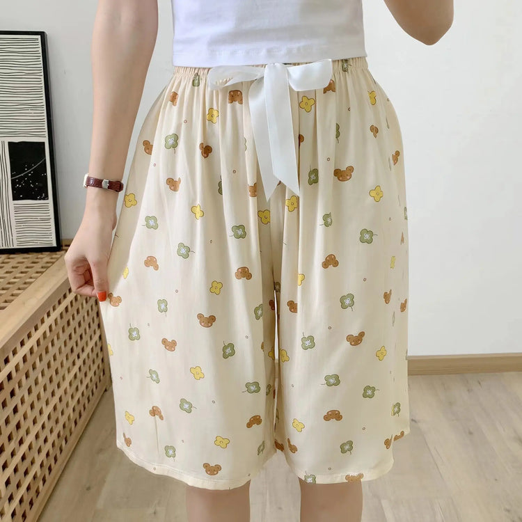 Cotton Silk Sleep Shorts for Women, Summer Thin Style, Trendy Artificial Cotton, Can Be Worn Outside, Japanese Style, Cute Home Wear SHOPEZRA L.L.C.