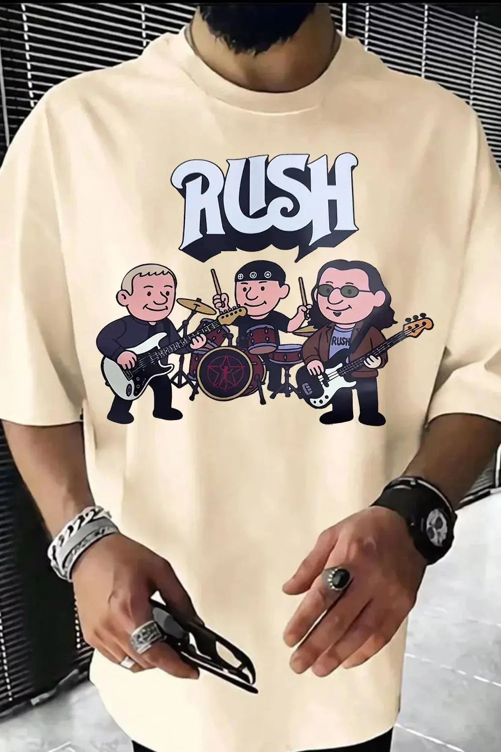 Unisex 2026 Rush Band cotton T-shirt with short sleeves, round neck, casual loose fit, ideal for summer, by SHOPEZRA L.L.C.