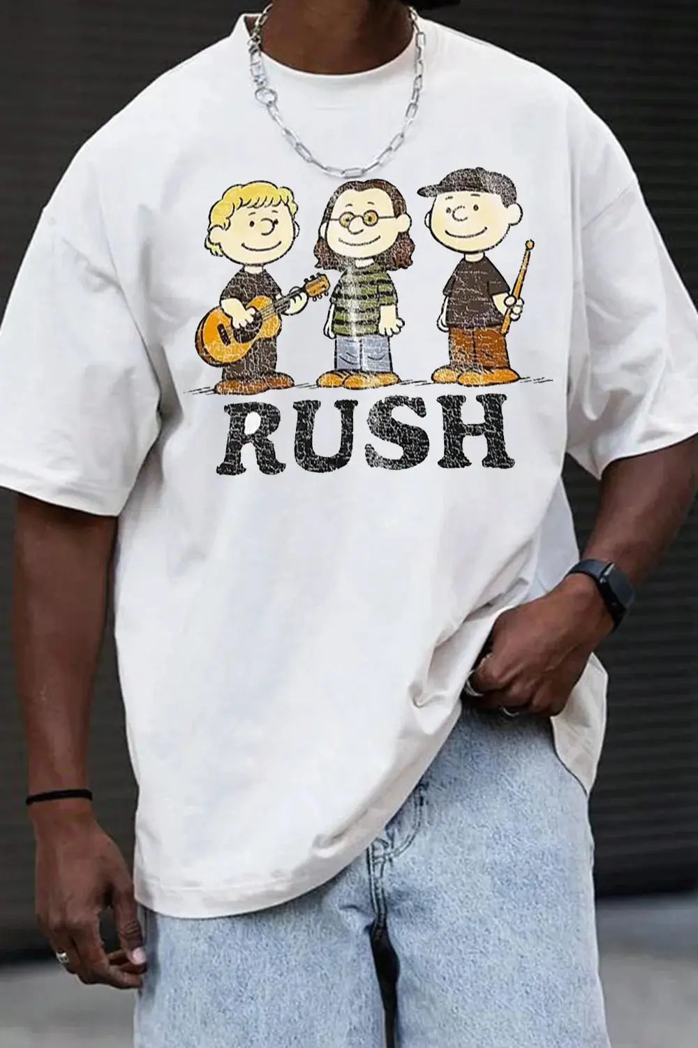 Unisex 2026 Rush Band T-shirt by SHOEZRA L.L.C. with short sleeves, round neck, casual cotton fabric, relaxed fit for men and women.