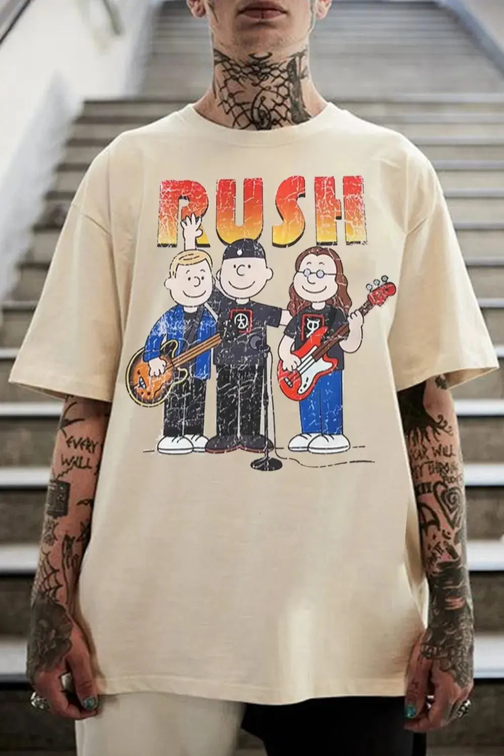 2026 Rush Band unisex cotton T-shirt with short sleeves, round neck, casual summer style, loose fit, trendy unisex design.