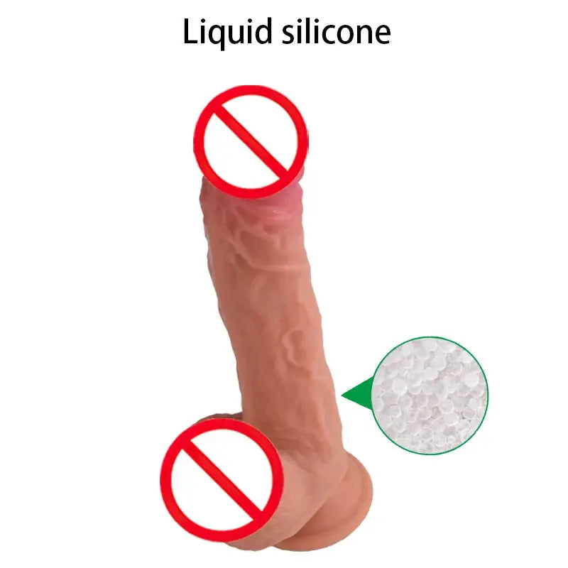 Realistic heated dildo with telescopic swing, vaginal massage and anal stimulation, designed for adult female pleasure.