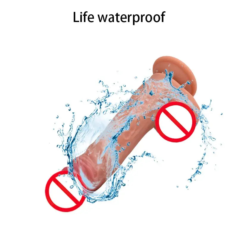 Realistic dildo with telescopic swing vibrator, heating feature, and anal stimulator, designed for vaginal and adult female pleasure.
