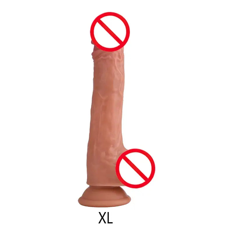 Realistic heated dildo with telescopic swing vibrator, vaginal massage, and anal stimulator, designed for female adult pleasure.