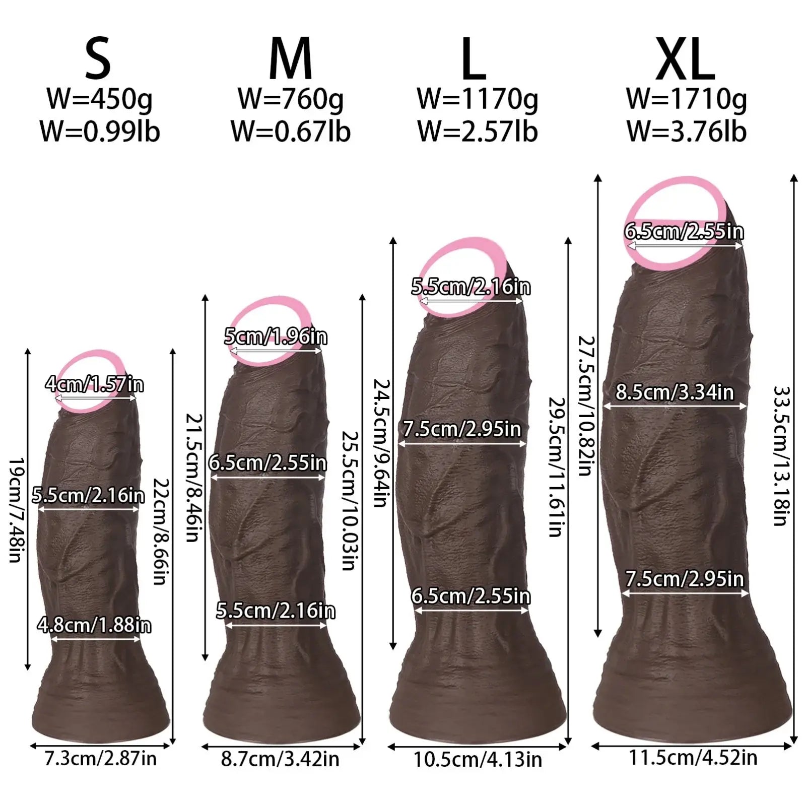 Realistic large dildo from SHOPEZRA L.L.C. showing detailed texture and size, designed for anal and vaginal adult pleasure.