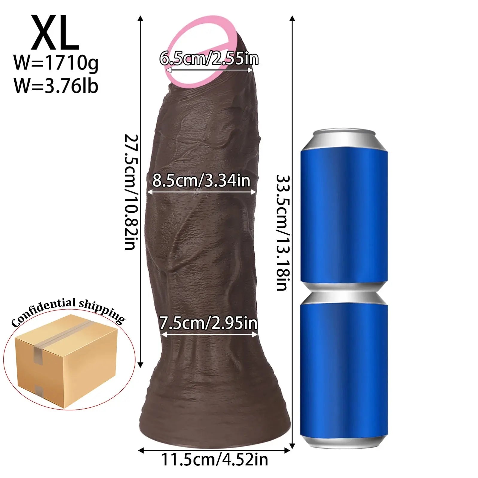 Realistic 1.7kg large dildo with detailed penis shape, suitable for anal and vaginal use, made by SHOPEZRA L.L.C.