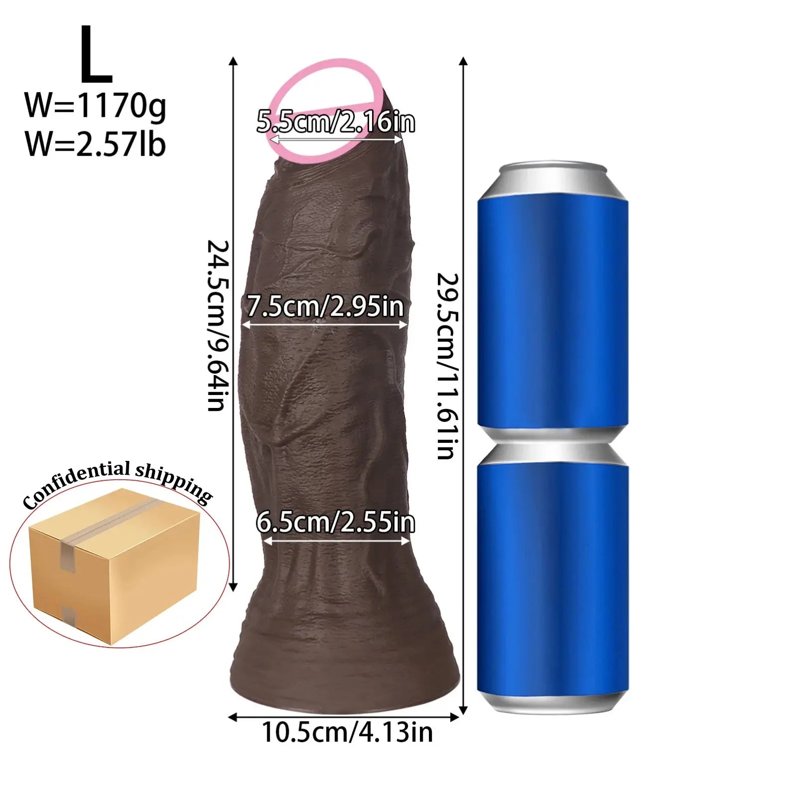 Realistic 1.7kg large dildo with realistic penis shape, ideal for anal and vaginal adult sex toy use by women, men, and couples.