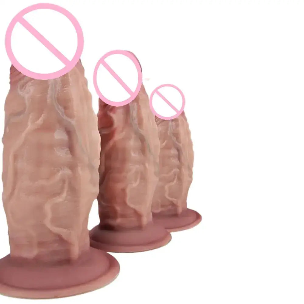 Realistic Huge Thick Girthy Dildo - Real Skin Dual Density Silicone Dildos with Suction Cup Hands-Free Play For Women Couples by Dropshipman