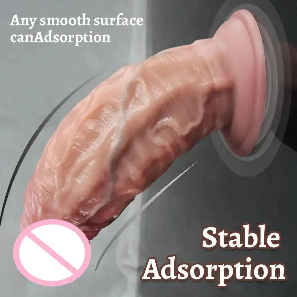 Realistic Huge Thick Girthy Dildo - Real Skin Dual Density Silicone Dildos with Suction Cup Hands-Free Play For Women Couples by Dropshipman