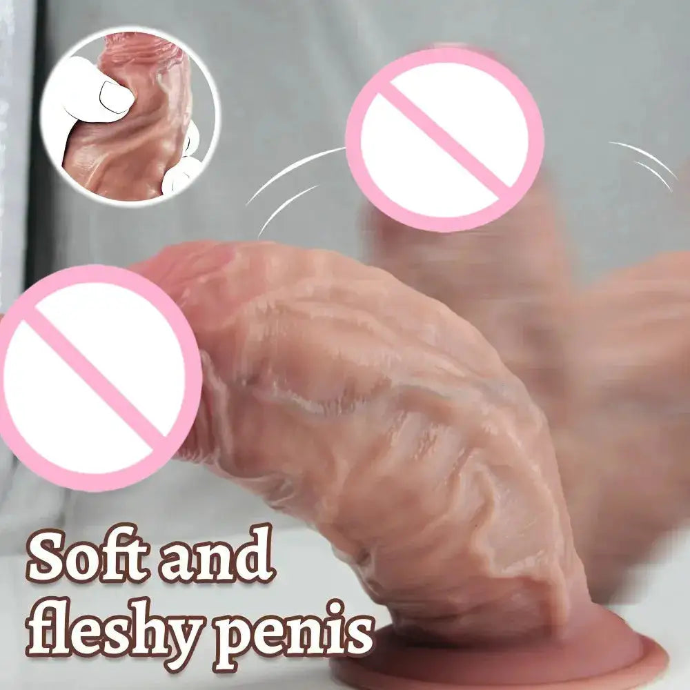 Realistic Huge Thick Girthy Dildo - Real Skin Dual Density Silicone Dildos with Suction Cup Hands-Free Play For Women Couples by Dropshipman