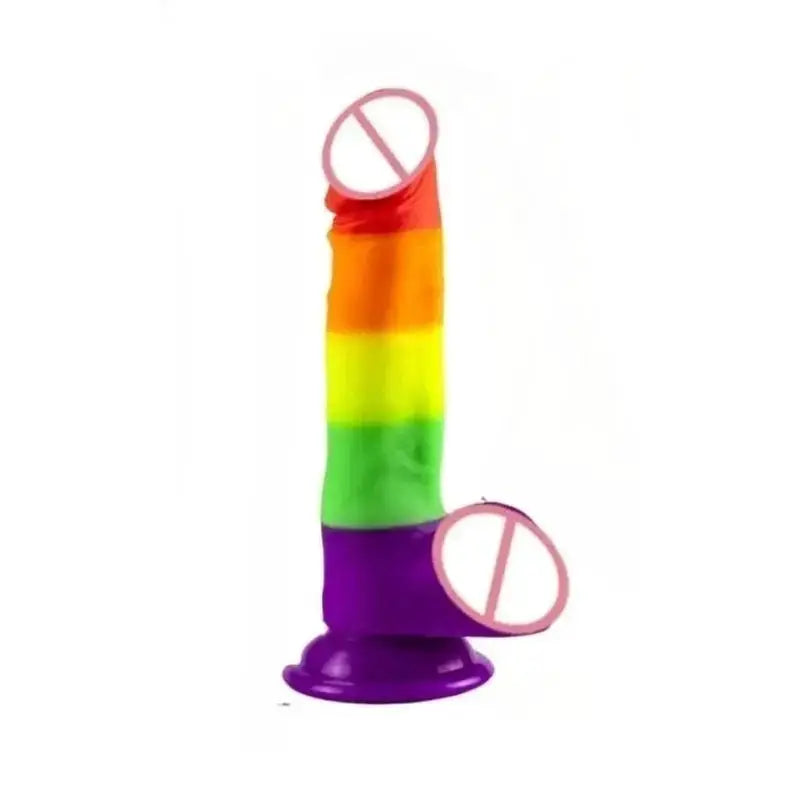 Realistic Rainbow Dildo Sex Toys for Adult Masturbators Colorful Penis Silicone Anal Butt Plug Prostate Stimulator Body Massager by Dropshipman