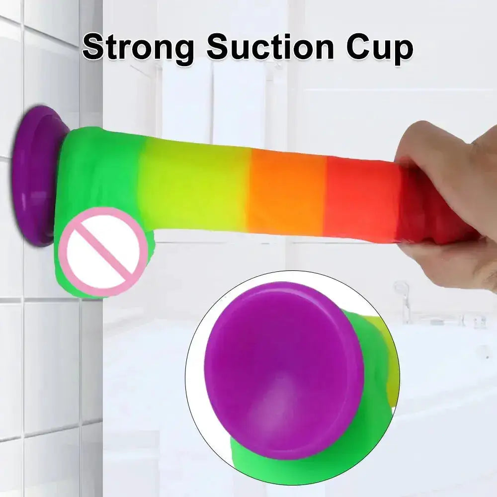 Realistic Rainbow Dildo Sex Toys for Adult Masturbators Colorful Penis Silicone Anal Butt Plug Prostate Stimulator Body Massager by Dropshipman