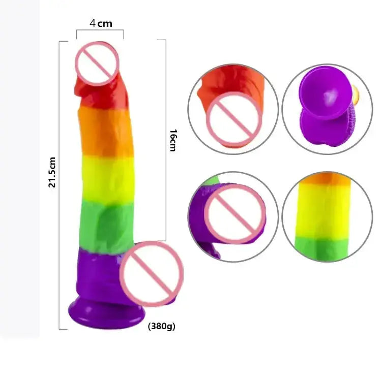 Realistic Rainbow Dildo Sex Toys for Adult Masturbators Colorful Penis Silicone Anal Butt Plug Prostate Stimulator Body Massager by Dropshipman