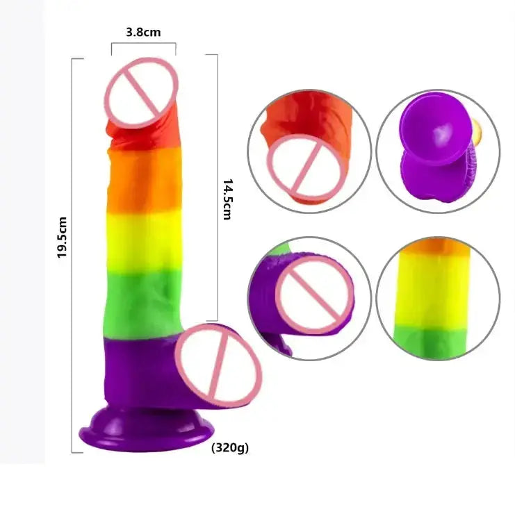 Realistic Rainbow Dildo Sex Toys for Adult Masturbators Colorful Penis Silicone Anal Butt Plug Prostate Stimulator Body Massager by Dropshipman