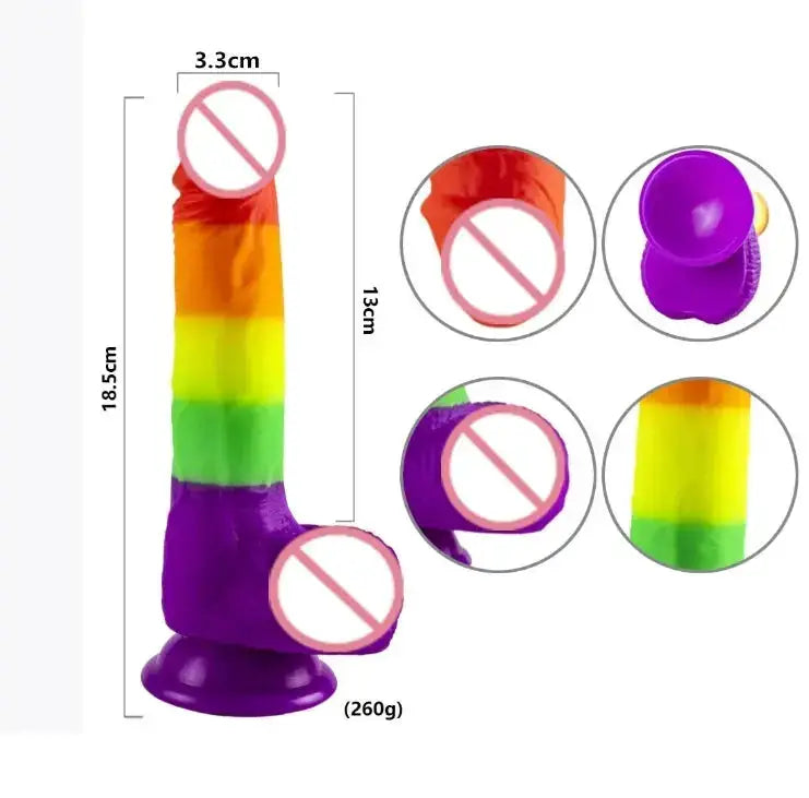 Realistic Rainbow Dildo Sex Toys for Adult Masturbators Colorful Penis Silicone Anal Butt Plug Prostate Stimulator Body Massager by Dropshipman