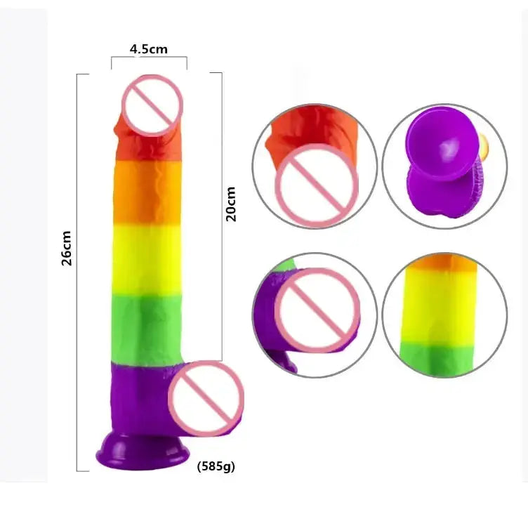 Realistic Rainbow Dildo Sex Toys for Adult Masturbators Colorful Penis Silicone Anal Butt Plug Prostate Stimulator Body Massager by Dropshipman