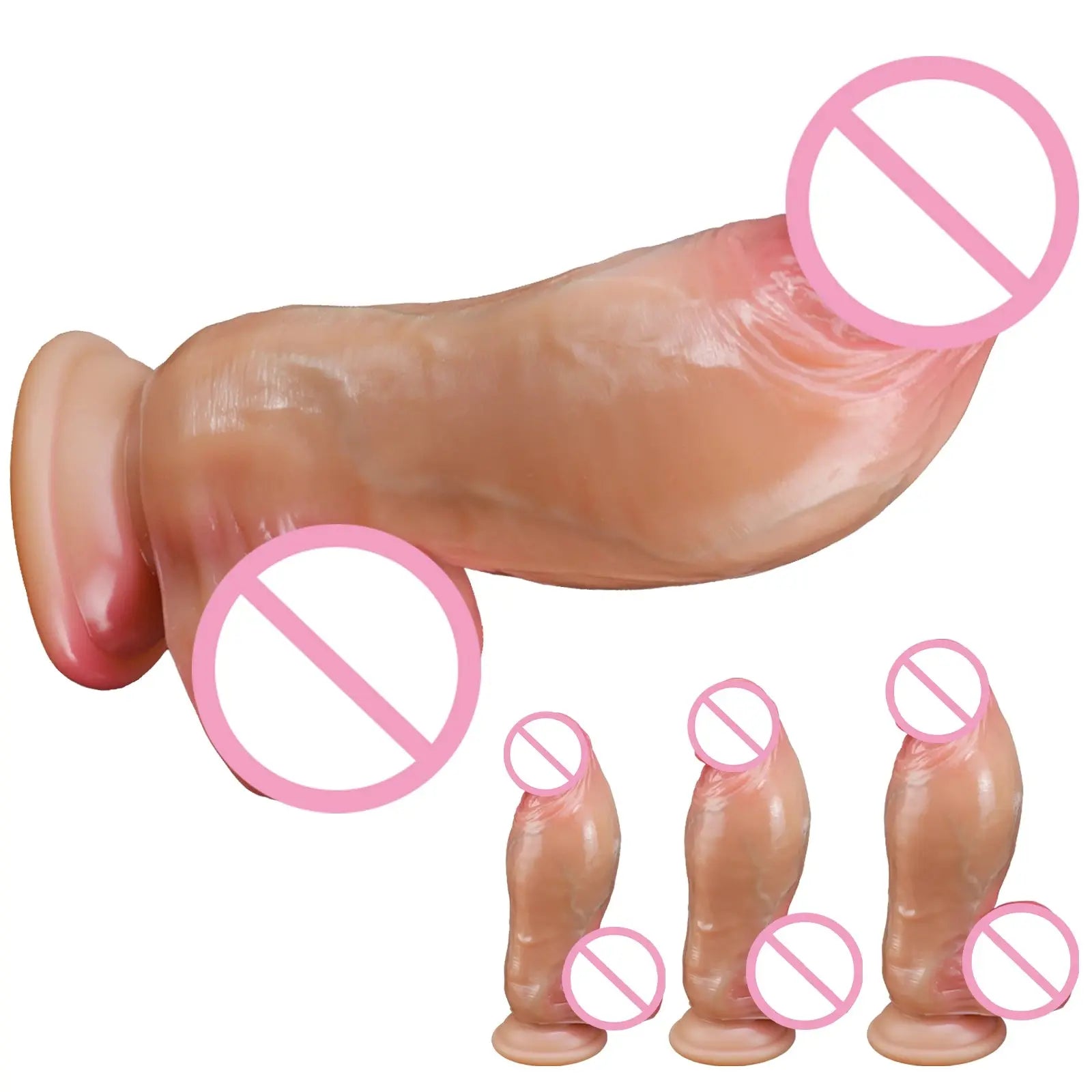 Realistic silicone anal dildo and prostate massager for women and men, featuring a large penis design and G-spot stimulation.