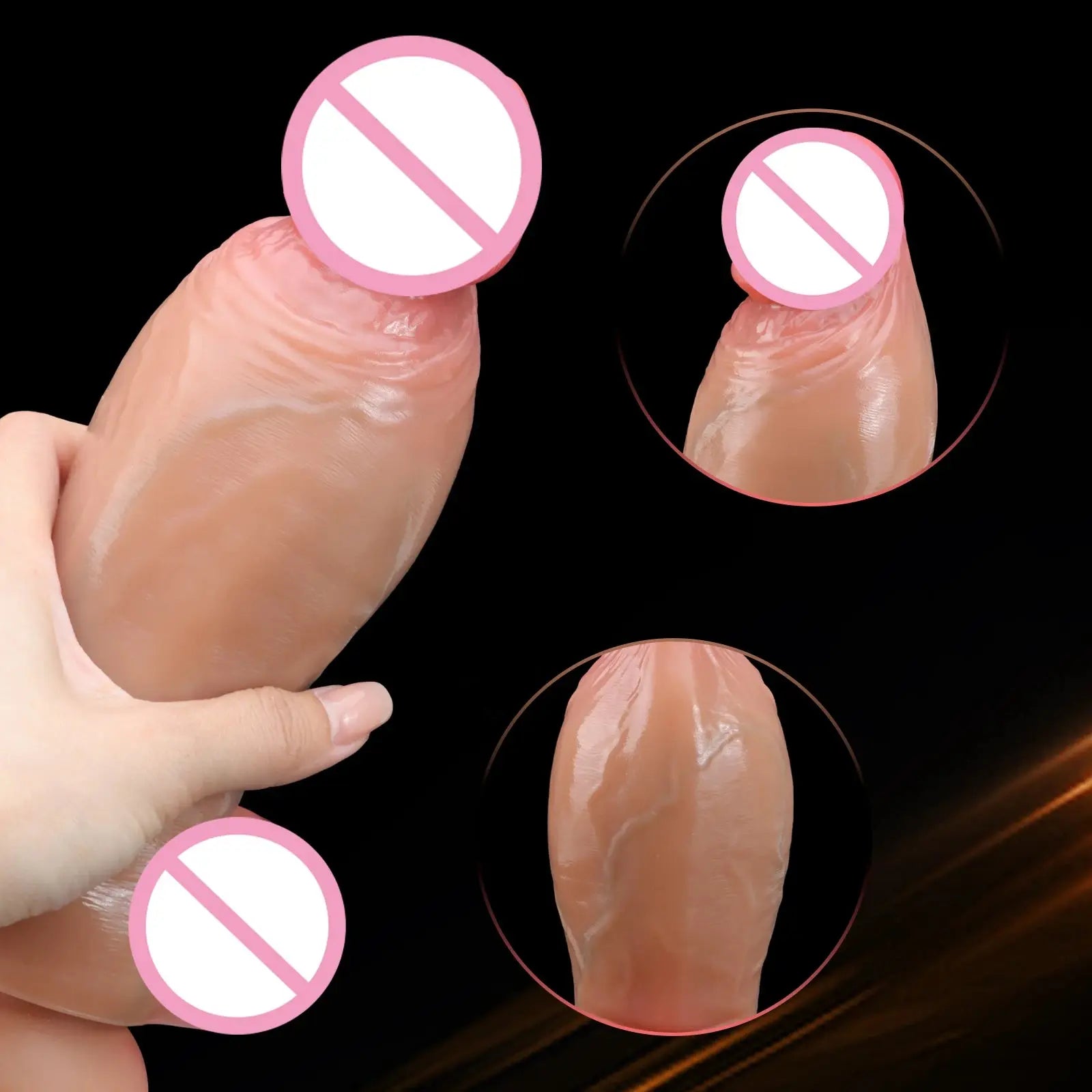 Realistic silicone anal plug and dildo for women and men, featuring a large penis shape and G-spot, prostate massager, adult sex toy.