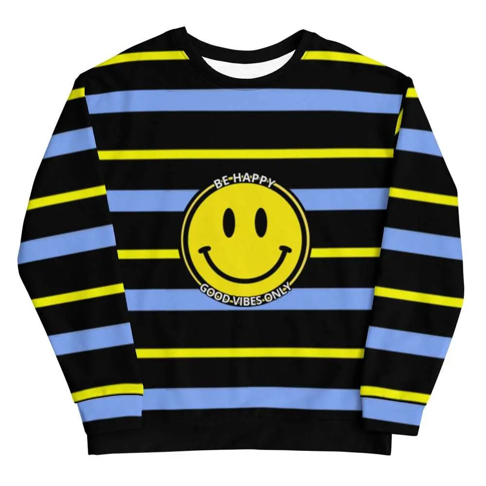 Light gray Retro Be Happy sweatshirt by SHOPEZRA L.L.C. featuring a vintage-inspired design and comfortable fit.