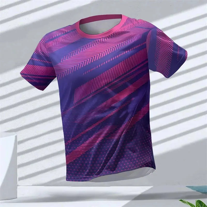 Geometric Graphic 3D Printed Sports T Shirts Summer Casual Running Table Tennis T-shirts Trendy Streetwear Mens Tees Fashion SHOPEZRA L.L.C.