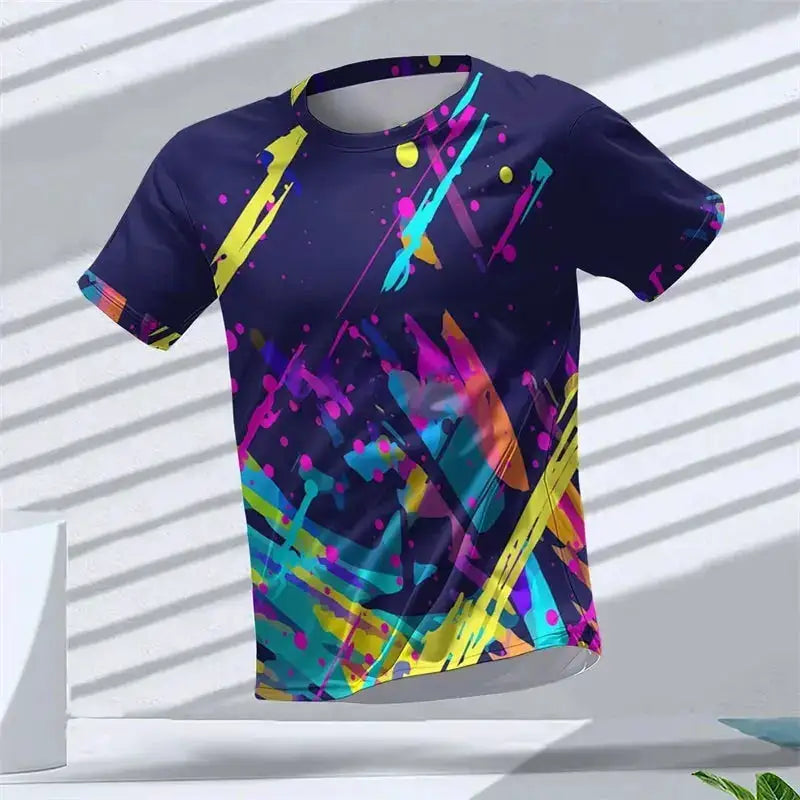 Geometric Graphic 3D Printed Sports T Shirts Summer Casual Running Table Tennis T-shirts Trendy Streetwear Mens Tees Fashion by Dropshipman