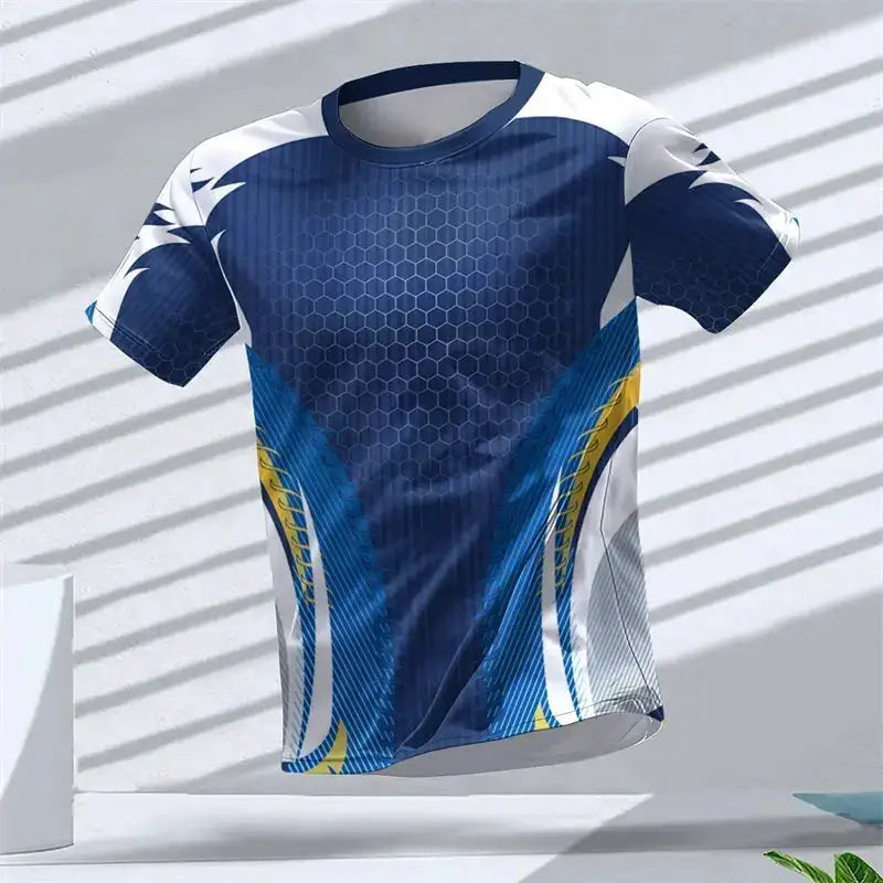 Geometric Graphic 3D Printed Sports T Shirts Summer Casual Running Table Tennis T-shirts Trendy Streetwear Mens Tees Fashion by Dropshipman