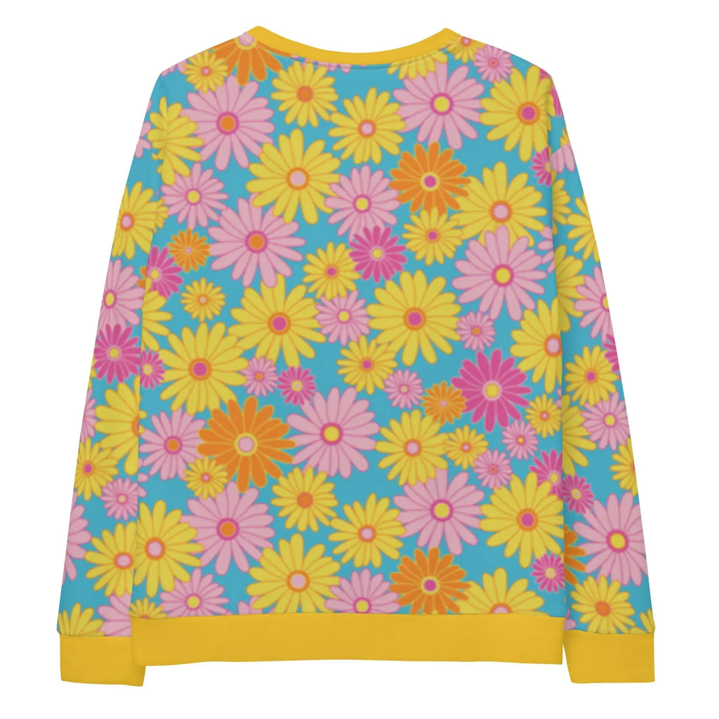 Women's Hippy Garden Sweatshirt featuring vibrant tropical print sweatshirt for women with colorful floral pattern.